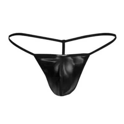 C4M G String Black Leatherette Small