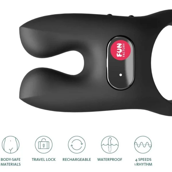 Fun Factory NOS Vibrating Silicone Cock Ring - Black