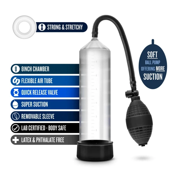 Performance VX5 Male Enhancement Penis Pump System With Realistic Sleeve By Blush - Clear