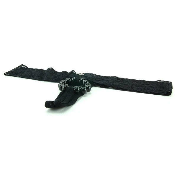 Hustler Lace Thong with Beads Black M/L