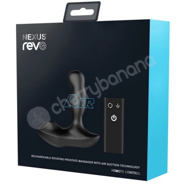 Nexus Revo Air Black Remote Control Rotating Prostate Massager With Suction Stimulation