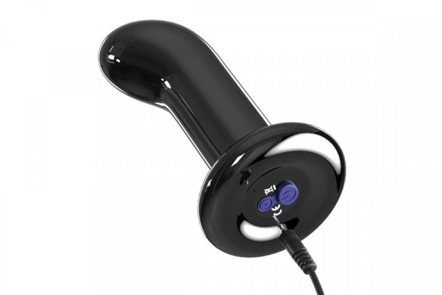 Icicles No. 84 Black Vibrating Glass Prostate Massager by Pipedream