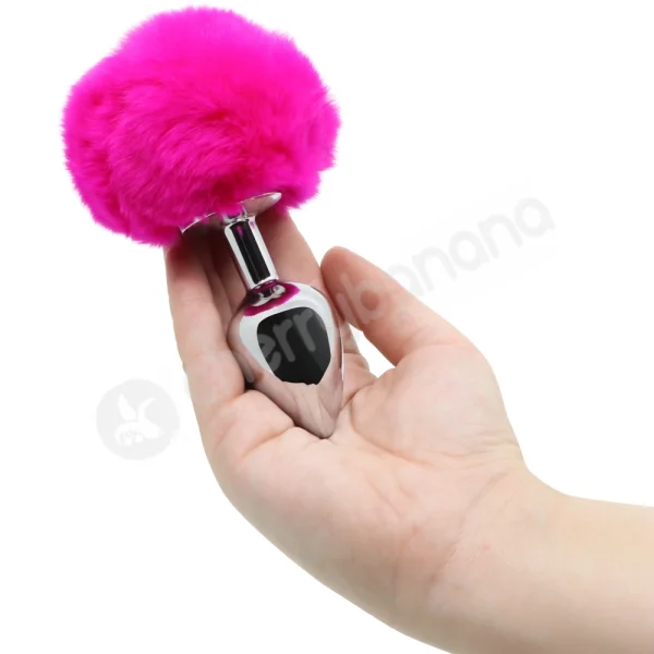 Hidden Treasures Silver & Pink Fluffy 2.9" Butt Plug