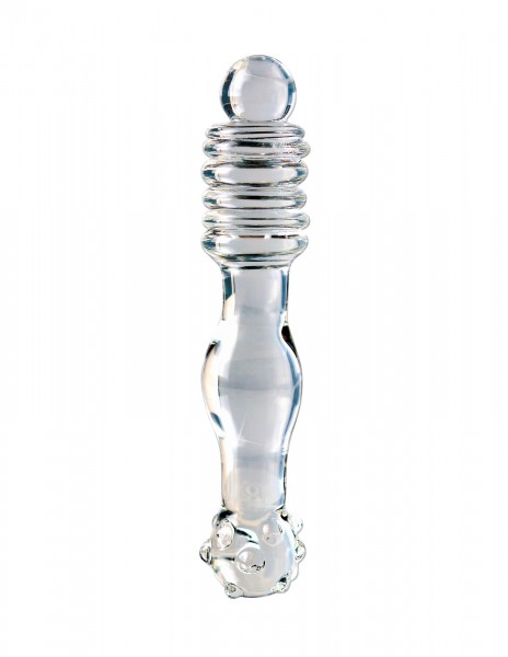 6" Multi Textured Glass Dildo