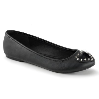 Round Toe Flat w Fury Heart Cutout Spikes Detail