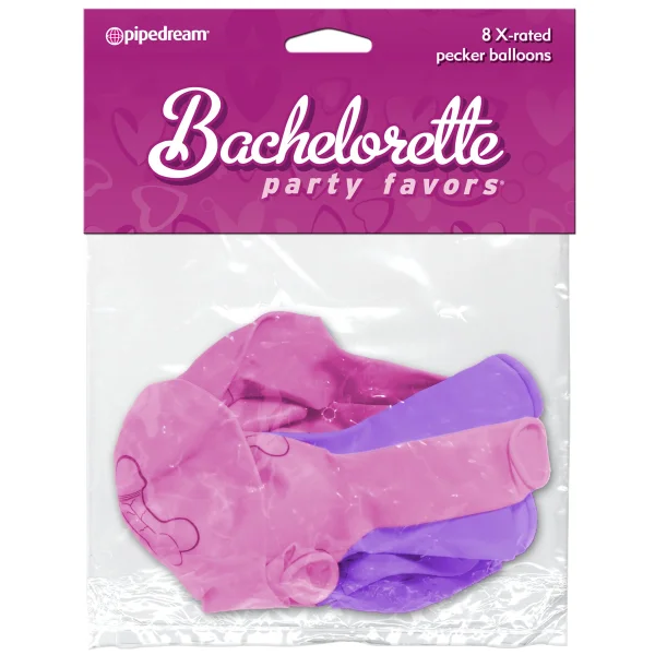 Pipe Dreams Bachelorette Party Favors X-Rated Pecker Balloons PINK & PURPLE 8 pcs.