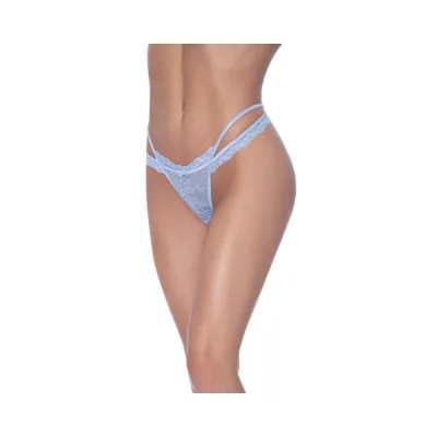 Women s Lingerie Magic Silk Ooh La Lace Cross Strap Split Crotch Tanga Periwinkle L xl