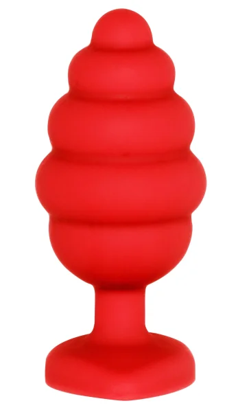 Regular Ribbed Diamond Heart Plug - Red