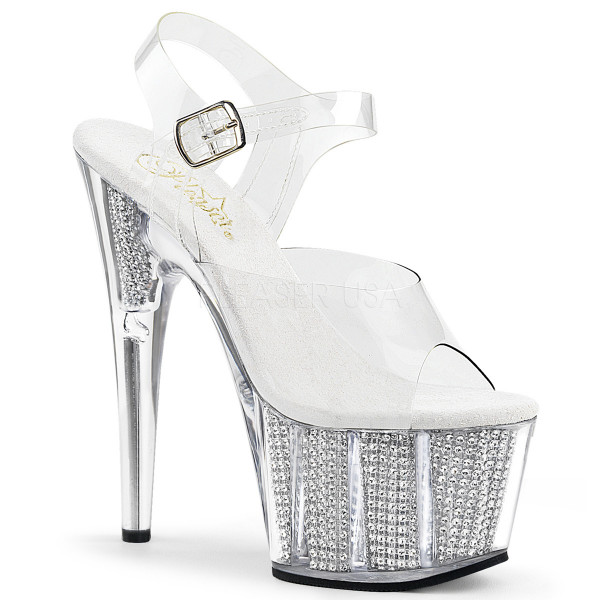 7 inches Heel, 2 3/4 inches PF Sandal W/Simulated RS Filled Bottom — image 5 of 8