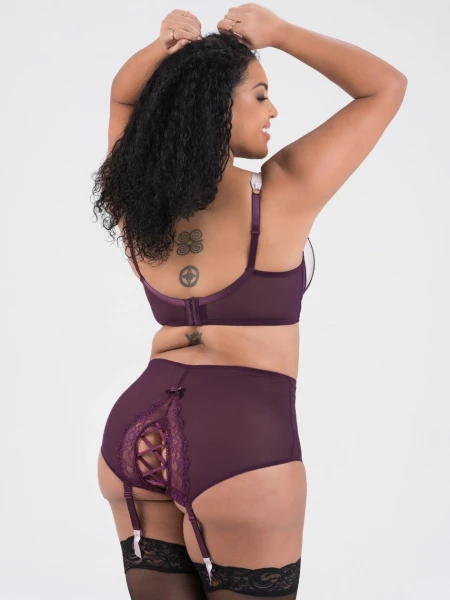 Lovehoney Plus Size Boudoir Belle Plum Push-Up Longline Bra Set