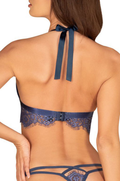 Flowlace Blue Eyelash Lace Bra with Thong By Obsessive