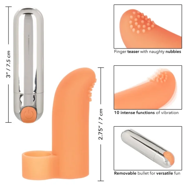 Calexotics Intimate Play Rechargeable Finger Tickler Orange — image 5 of 6