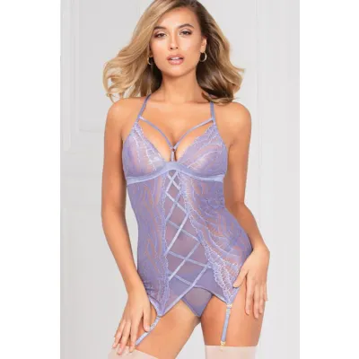 Flights Of Fancy 2 Piece Lavender Bustier Set with G String By Seven Til Midnight