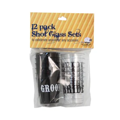 Bride Groom Shot Glass Set 12Pk