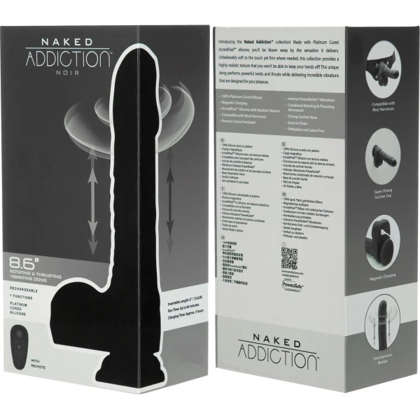 Naked Addiction Rotating, Thrusting, Vibrating 8.6" Silicone Suction Cup Dildo With Balls & Remote — image 11 of 11