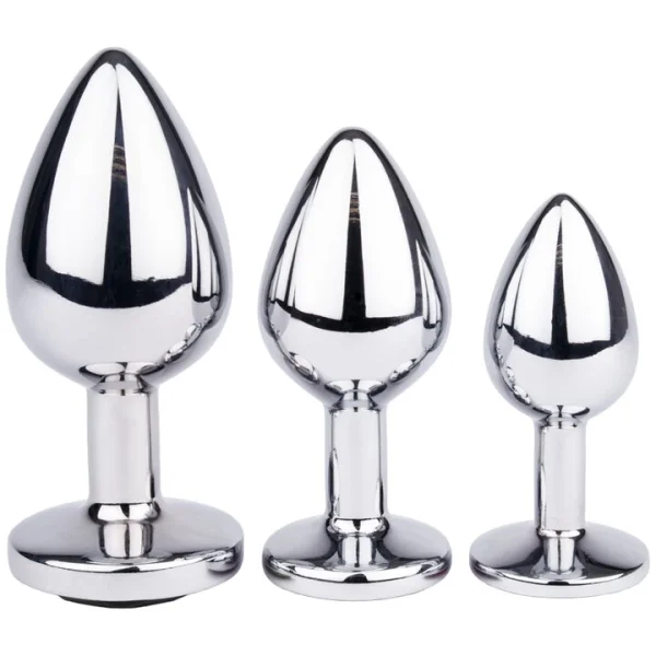 Bejewelled Black Metal Butt Plug - 2.5, 3 or 3.5 Inch — image 4 of 7