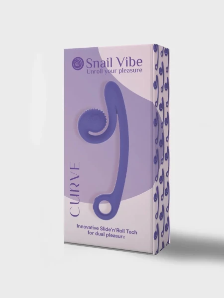 Snail Vibe Curve Silicone Rechargeable Waterproof Dual Stimulation Vibrator - Purple