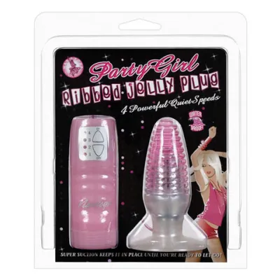 Party Girl Ribbed Jelly Plug Waterproof Pink