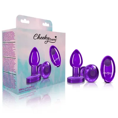 Cheeky Charms Rechargeable Vibrating Metal Butt Plug With Remote Control Purple Small Preorder Only
