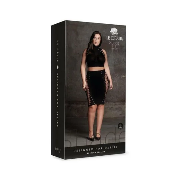 : Shots Le Desir Shade Kala Xxxvii 2-piece With Turtleneck, Crop Top & Skirt Black Queen Size