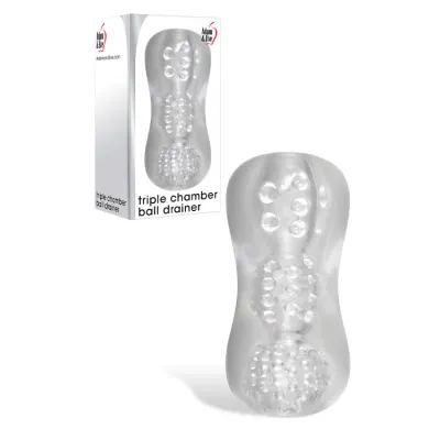 Adam and Eve 5 9 Clear Triple Chamber Stroker with Internal Nubs
