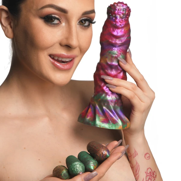 Larva 9" Ovipositor Silicone Suction Cup Dildo With Eggs By Creature Cocks