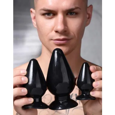 Triple Cones 3 Piece Anal Plug Set Black