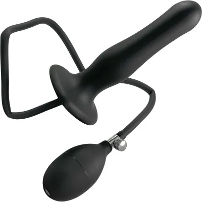 Strap on Me Inflatable Silicone Suction Cup Dildo Plug Black