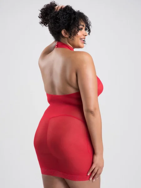 Lovehoney Plus Size Red Halterneck Mini Dress