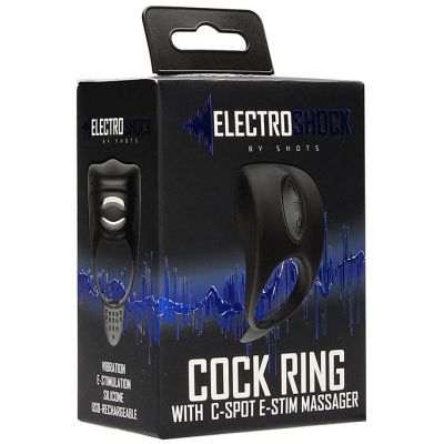 Electro Shock Cock Ring Black USB Rechargeable Cock Ring with E Stim