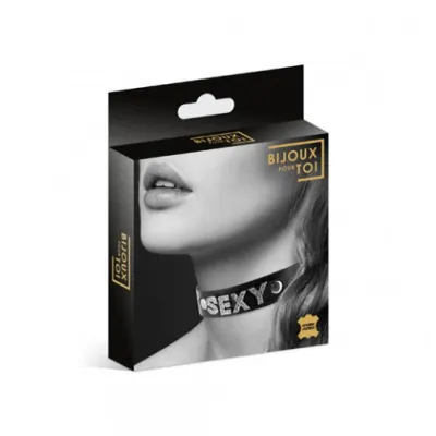 Bijoux Pour Toi Strass Sexy Bovine Leather Necklace