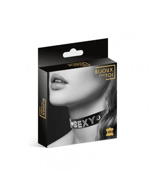 Bijoux Pour Toi Strass Sexy Bovine Leather Necklace