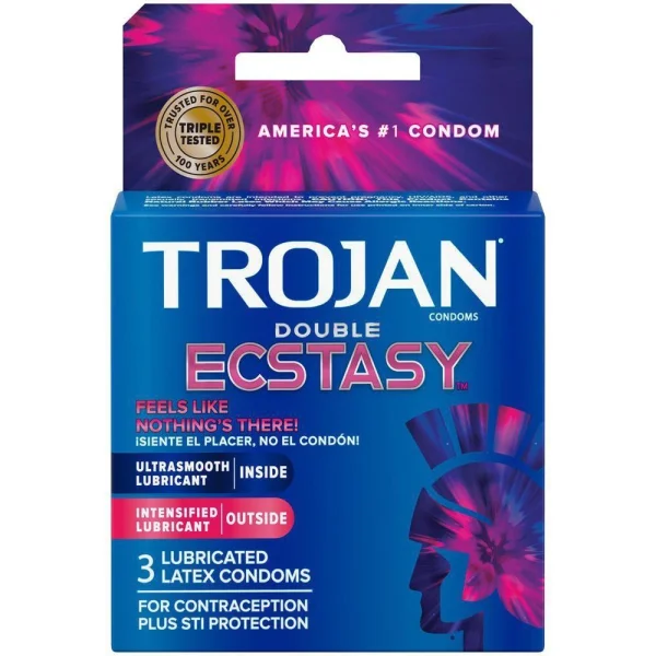 Trojan Double Ecstasy Condoms (with 2 Types of Lube)