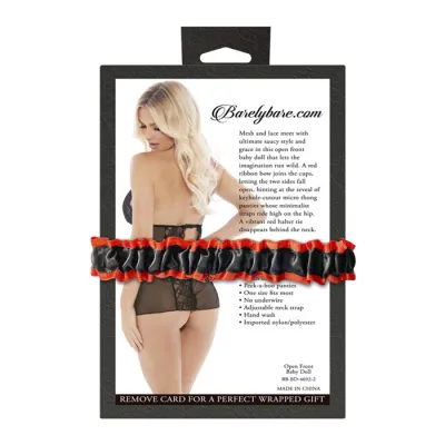 Barely Bare Open Front Baby Doll Black
