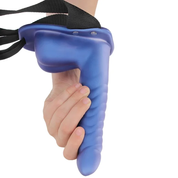 Ouch! Ribbed 8 Inch Hollow Ballsy Strap-On