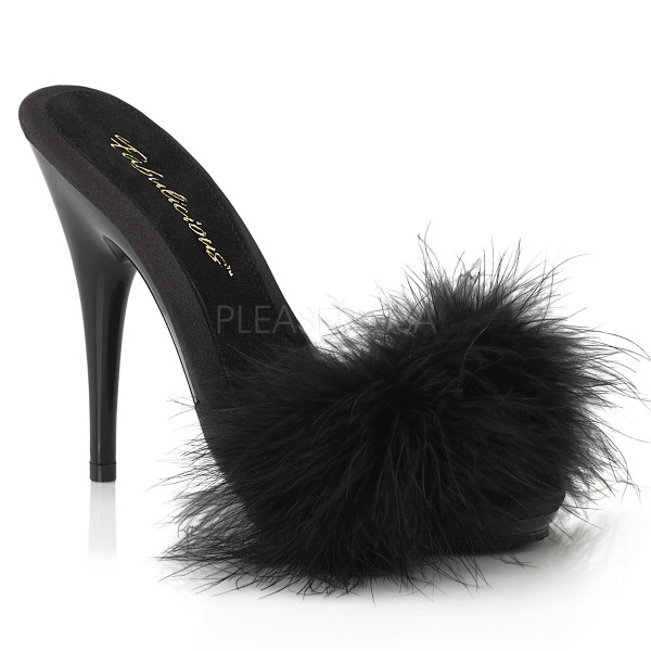 5 inches Heel, 3/8 inches PF Marabou Slide Sandal — image 5 of 16