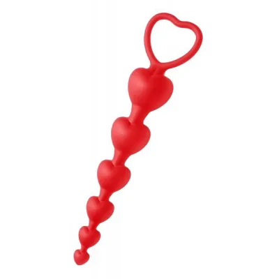 Sweet Hearts Silicone Anal Beads Red