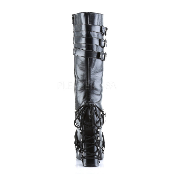 CHARADE-206 - 4 1/2" P/F Goth Punk Lolita Blk Pu Corset Lace Up Knee BT — image 4 of 4