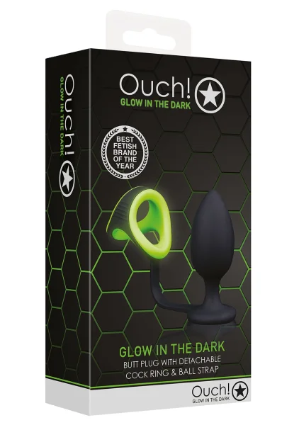 Ouch! Glow in the Dark Butt Plug with Cock Ring and Ball Strap — image 5 of 10