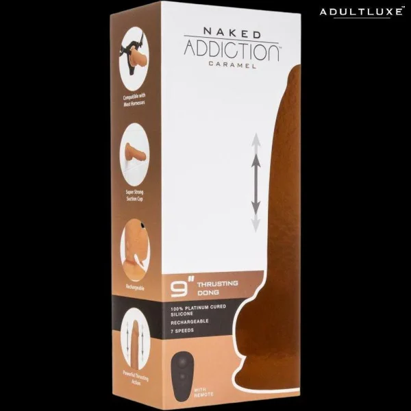 9 inch Caramel Thrusting Dong With Remote