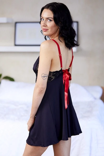 Wild Secrets Evie Black Chemise with Floral Lace Detail