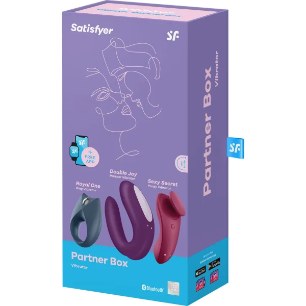 Satisfyer Partner Box 3 - Double Joy Couple's Vibe, Sexy Secret Panty Vibe & Royal One Vibrating Cock Ring