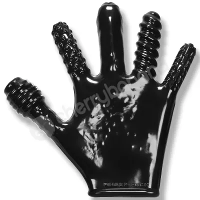 Oxballs Finger Fuck Glove Black Soft Rubbery Glove With 5 Different Digit Shapes Textures
