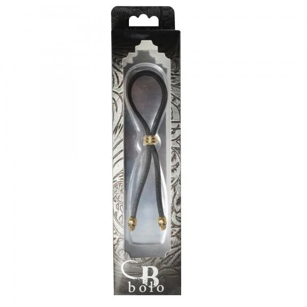 C-ring Lasso Gold Bead Slider W/ Gold Skull Tips Leather