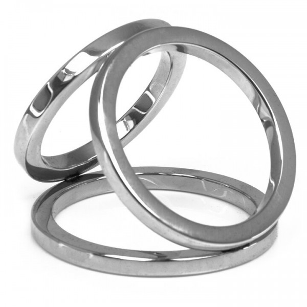 Hot Hardware Triplex Stainless Steel Cock Ring – Medium or Large