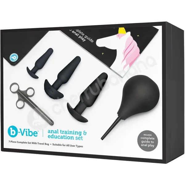 B-vibe Anal Training 7 Piece Black Butt Plug & Accessories Education Set