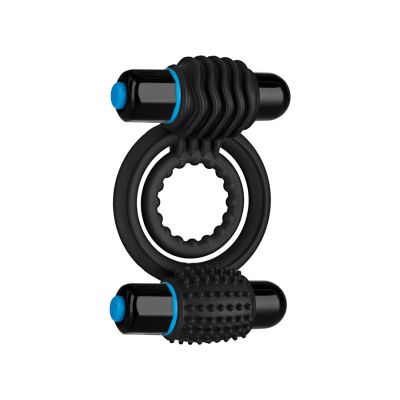 Vibrating Double C Ring Black Electric Penis Ring