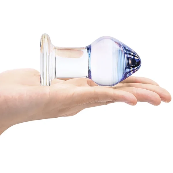 Gläs Amethyst Rain Glass Butt Plug 3 Piece Anal Training Set - Clear & Blue