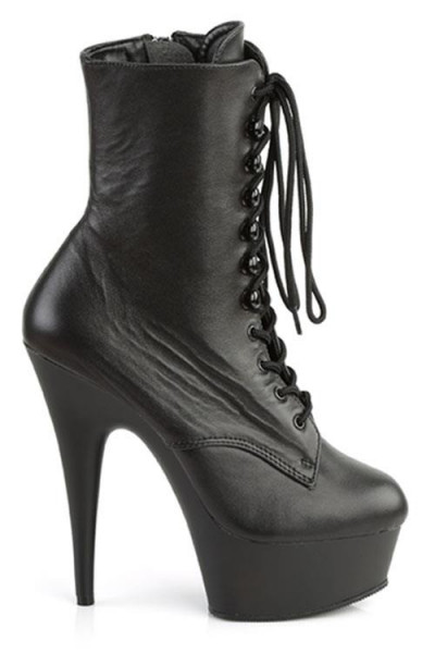 Pleaser Delight Ankle Boot Black Faux Leather/Black