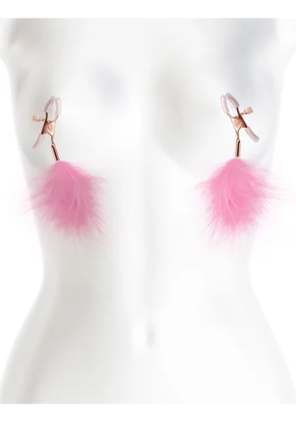 Bound Adjustable F1 Feather Nipple Clamps by NS Novelties - Rose Gold & Pink